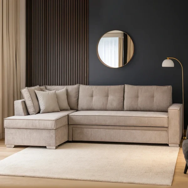 Γωνιακός Καναπές Elise 260 x 180 cm (Με κρεβάτι & Αποθηκευτικό χώρο)